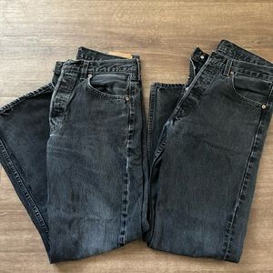 two pairs of 501 levis denim jeans